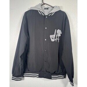 Original Deluxe L.A. Skeleton Hands Hoodie Jacket, Men’s Large Black/Gray